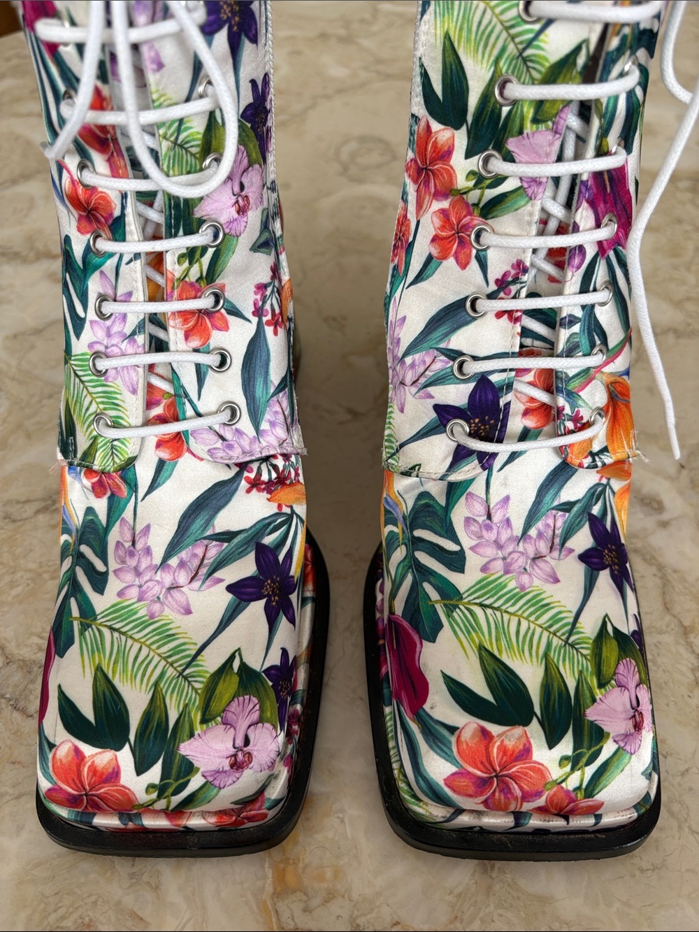 L’Intervalle Botanical Satin Platform Lace-Up Ankle Boots – Size 38 - Picture 4 of 14